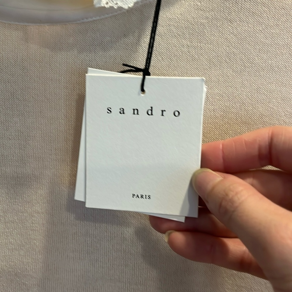 NWT Sandro Gorgeous Wool & Silk High Neck Knit Pearl Cuff sz 2/M - Picture 4 of 6